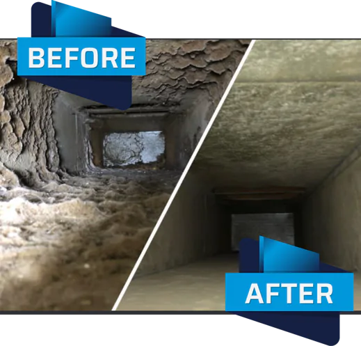 Before and after air duct cleaning