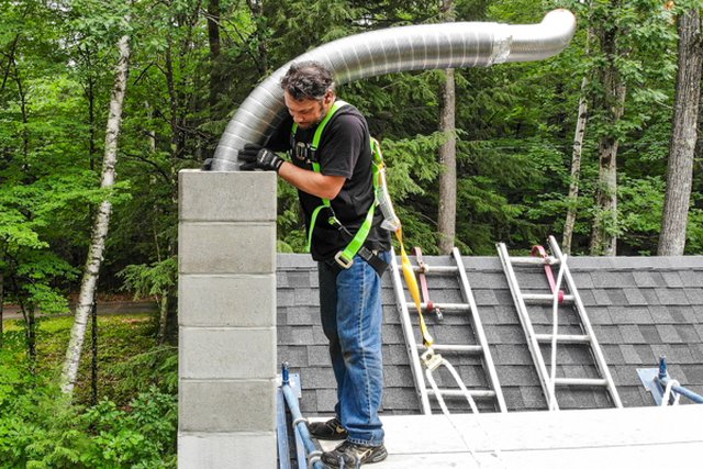 Chimney camera inspection from the roof